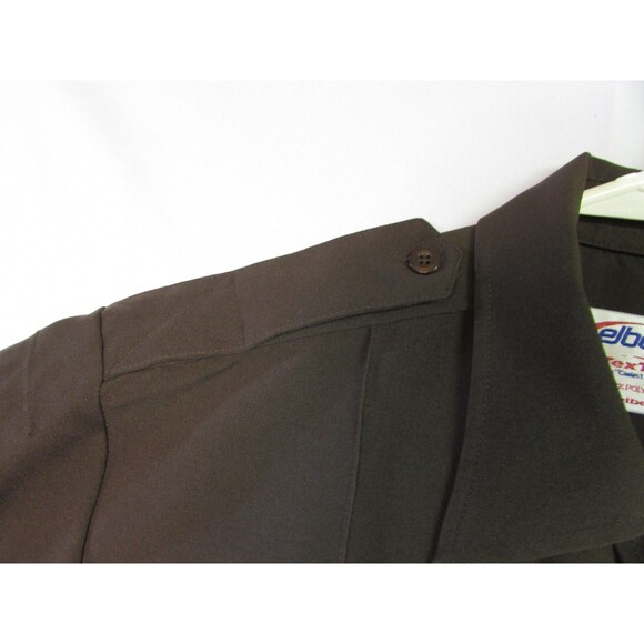 Elbeco TexTrop Shirt Mens 15.5 Brown Short Sleeve Police Uniform Zip Front - Picture 3 of 14